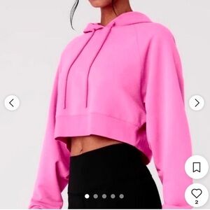 ALO Pink Cropped Hoodie